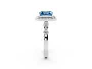 Asscher Cut Halo Engagement Ring Setting for a Fancy Blue Lab-Grown Diamond | Bezel Station Shoulders | Sterling Silver