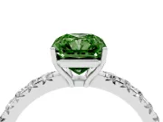 Radiant Cut Pave Engagement Ring Setting for a Fancy Green Lab-Grown Diamond | Shared Prong Band | Sterling Silver