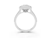 Princess Cut Vintage Milgrain Halo Engagement Ring Setting | Bezel Head | White Gold