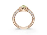 Pear-Shaped Milgrain Halo Engagement Ring Setting for a Fancy Yellow Lab-Grown Diamond | Wide Pavé Band | Rose Gold