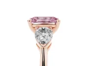 Emerald Cut 3-Stone Engagement Ring Setting for a Fancy Pink Lab-Grown Diamond | Rose Gold