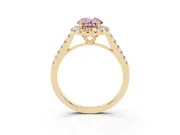 Oval Raised Halo Engagement Ring Setting for a Fancy Pink Lab-Grown Diamond | Yellow Gold