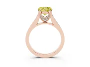Heart-Shaped Graduated Pavé Engagement Ring Setting for a Fancy Yellow Lab-Grown Diamond | Rose Gold