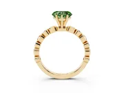 Fancy Green Heart Cut Diamond Solitaire Ring Set in Yellow gold with Bezel-Set Accents on Beaded Band and Prong Setting
