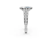 Oval Halo Engagement Ring Setting for a Fancy Blue Lab-Grown Diamond | Side Clusters | Platinum