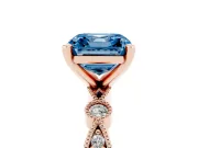 Asscher Cut Vintage Milgrain Engagement Ring Setting for a Fancy Blue Lab-Grown Diamond | Rose Gold