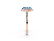 Oval Halo Engagement Ring Setting for a Fancy Blue Lab-Grown Diamond | Pave Shoulders | Rose Gold