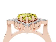Fancy Yellow Heart Cut Diamond Cluster Halo Ring Set in Rose gold with Marquise and Round Accents