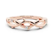 Round Diamond Twist Band Set in Rose gold with Prong Setting