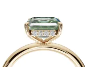 Asscher Cut Hidden Halo Ring Setting for a Fancy Green Lab-Grown Diamond | Yellow Gold