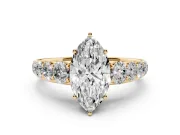 Marquise Graduated Side Stone Engagement Ring Setting | Flat Top Band | Yellow Gold