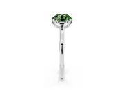 Fancy Green Round Cut Diamond Solitaire Cathedral Ring Set in White gold with Prong Setting
