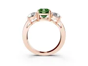 Cushion Cut Three Stone Engagement Ring Setting for a Fancy Green Lab-Grown Diamond | Wide Plain Band | Rose Gold