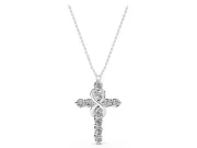 Round Lab-Grown Diamond Infinity Cross Pendant Necklace | Prong-Set Arms | Sterling Silver