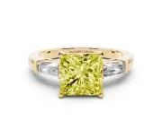 Princess Cut Baguette Engagement Ring Setting for a Fancy Yellow Lab-Grown Diamond | Yellow Gold