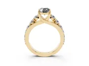 Oval Graduated Engagement Ring Setting for a Black Center | Yellow Gold