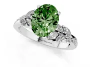 Oval Floral Engagement Ring Setting for a Fancy Green Lab-Grown Diamond | White Gold