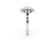 Asscher Cut Vintage Milgrain Bezel Cluster Halo Engagement Ring Setting | Plain Band | White Gold