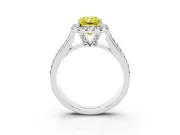 Radiant Cut Pavé Engagement Ring Setting for a Fancy Yellow Lab-Grown Diamond | Wide Three-Row Band | Sterling Silver