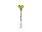 Asscher Cut Pavé Solitaire Engagement Ring Setting for a Fancy Yellow Lab-Grown Diamond | White Gold