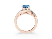 Heart-Shaped Bypass Pavé Engagement Ring Setting for a Fancy Blue Lab-Grown Diamond | Rose Gold