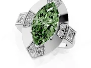 Marquise Milgrain Sectioned Halo Engagement Ring Setting for a Fancy Green Lab-Grown Diamond | Platinum