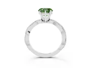 Fancy Green Heart Cut Diamond Solitaire Ring Set in White gold with Twisted Band and Bead Prong Setting