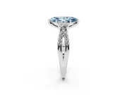 Fancy Blue Marquise Cut Diamond Three-Stone Ring Set in Silver with Pavé Split Shank and Prong Setting