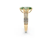 Marquise Three Row Pave Engagement Ring Setting for a Fancy Green Lab-Grown Diamond | Yellow Gold