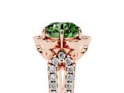 Round Petal Frame Floral Halo Engagement Ring Setting for a Fancy Green Lab-Grown Diamond | Pavé Split Shank | Rose Gold