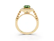 Emerald Cut Graduated Milgrain Halo Engagement Ring Setting for a Fancy Green Lab-Grown Diamond | Yellow Gold