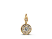 Round Lab-Grown Diamond Vintage Halo Pendant Necklace | Bezel and Milgrain | Yellow Gold