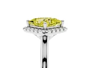 Princess Cut Halo Engagement Ring Setting for a Fancy Yellow Lab-Grown Diamond | Plain Polished Band | White Gold