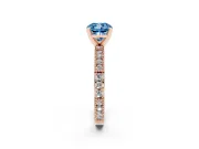 Cushion Cut Vintage Pavé Engagement Ring Setting for a Fancy Blue Lab-Grown Diamond | Rose Gold