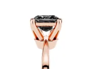 Fancy Black Asscher Cut Diamond Solitaire Engagement Ring Set in Rose gold with Slim Tapered Solitaire Band