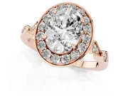 Oval Vintage Halo Engagement Ring Setting | Bezel Station Shoulders | Rose Gold
