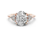 Oval Cluster Accent Engagement Ring Setting | Plain Band | Rose Gold