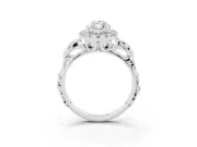 Marquise Cut Diamond Halo Ring Set in Silver with Scrollwork Band and Prong Setting