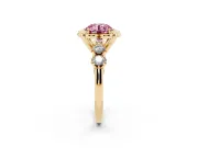 Round Floral Engagement Ring Setting for a Fancy Pink Lab-Grown Diamond | Petal Frame | Yellow Gold