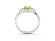 Fancy Yellow Radiant Cut Diamond Cluster Ring Set in Silver with Beaded Band