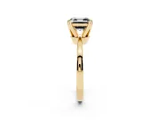 Fancy Black Asscher Cut Diamond Solitaire Engagement Ring Set in Yellow gold with Slim Tapered Solitaire Band