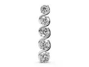 Round Lab-Grown Diamond Graduated Swirl Drop Pendant Necklace | S-Curve Ribbon | Sterling Silver
