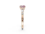 Cushion Cut Tapered Baguette Engagement Ring Setting for a Fancy Pink Lab-Grown Diamond | Rose Gold