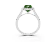 Princess Cut Halo Engagement Ring Setting for a Fancy Green Lab-Grown Diamond | Pave Shoulders | Platinum