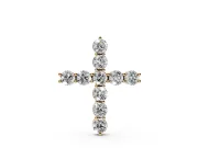 Round Lab-Grown Diamond Cross Pendant Necklace | All-Stone Cross | Yellow Gold