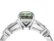 Emerald Cut Tapered Baguette Engagement Ring Setting for a Fancy Green Lab-Grown Diamond | Platinum