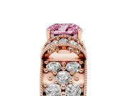 Cushion Cut Vintage Pave Engagement Ring Setting for a Fancy Pink Lab-Grown Diamond | Milgrain Edges | Rose Gold