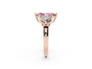 Fancy Pink Marquise Cut Diamond Three-Stone Ring Set in Rose gold with Prong Setting and Classic Band
