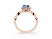 Princess Cut Milgrain Halo Engagement Ring Setting for a Fancy Blue Lab-Grown Diamond | Graduated Shoulders | Rose Gold