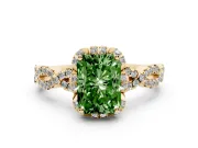 Radiant Cut Halo Engagement Ring Setting for a Fancy Green Lab-Grown Diamond | Yellow Gold - Design NV-24725